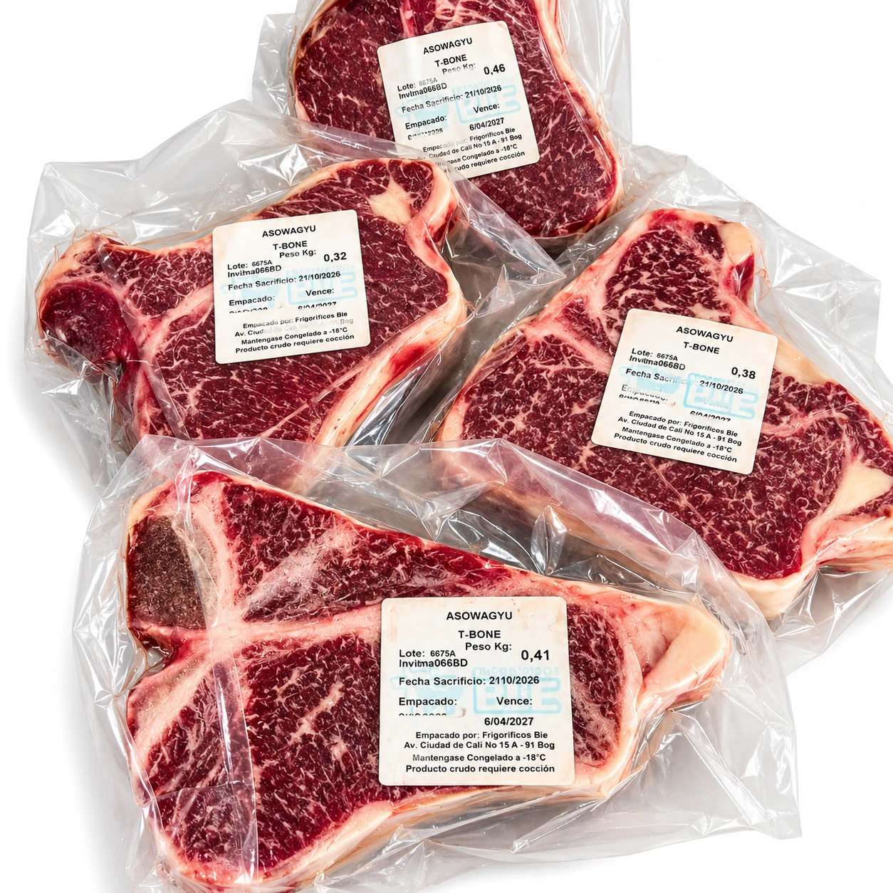 T-bones wagyu empacados